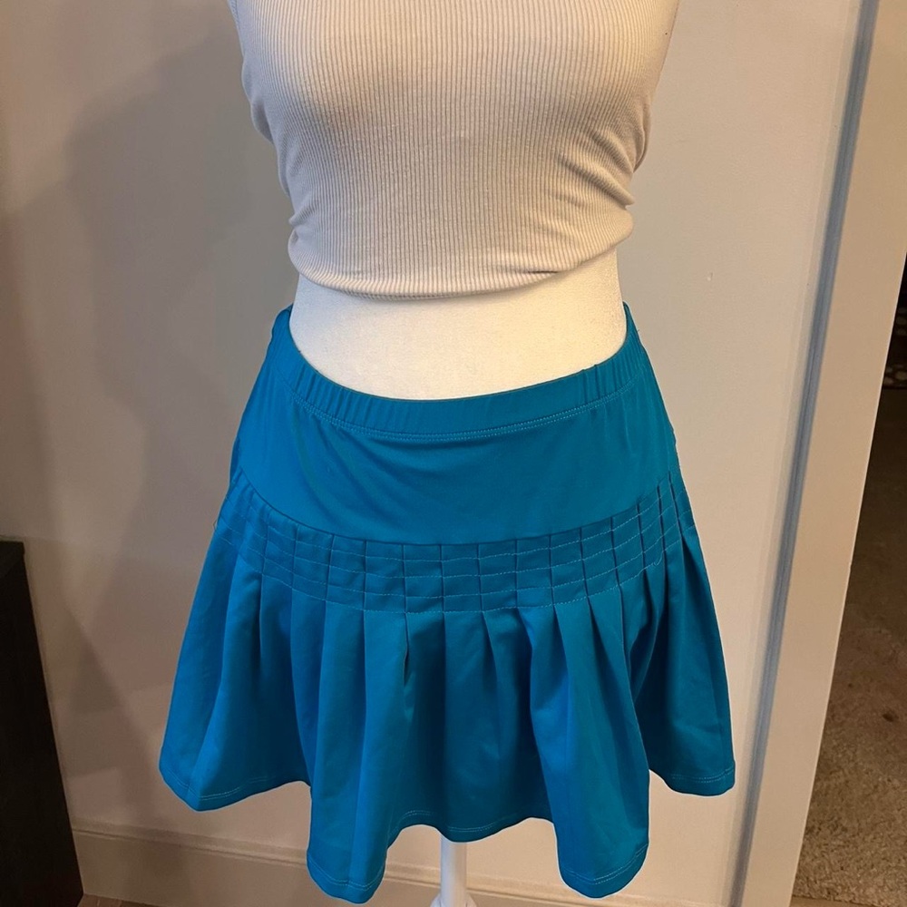 Tail Blue Smocked Skater Mini Skirt